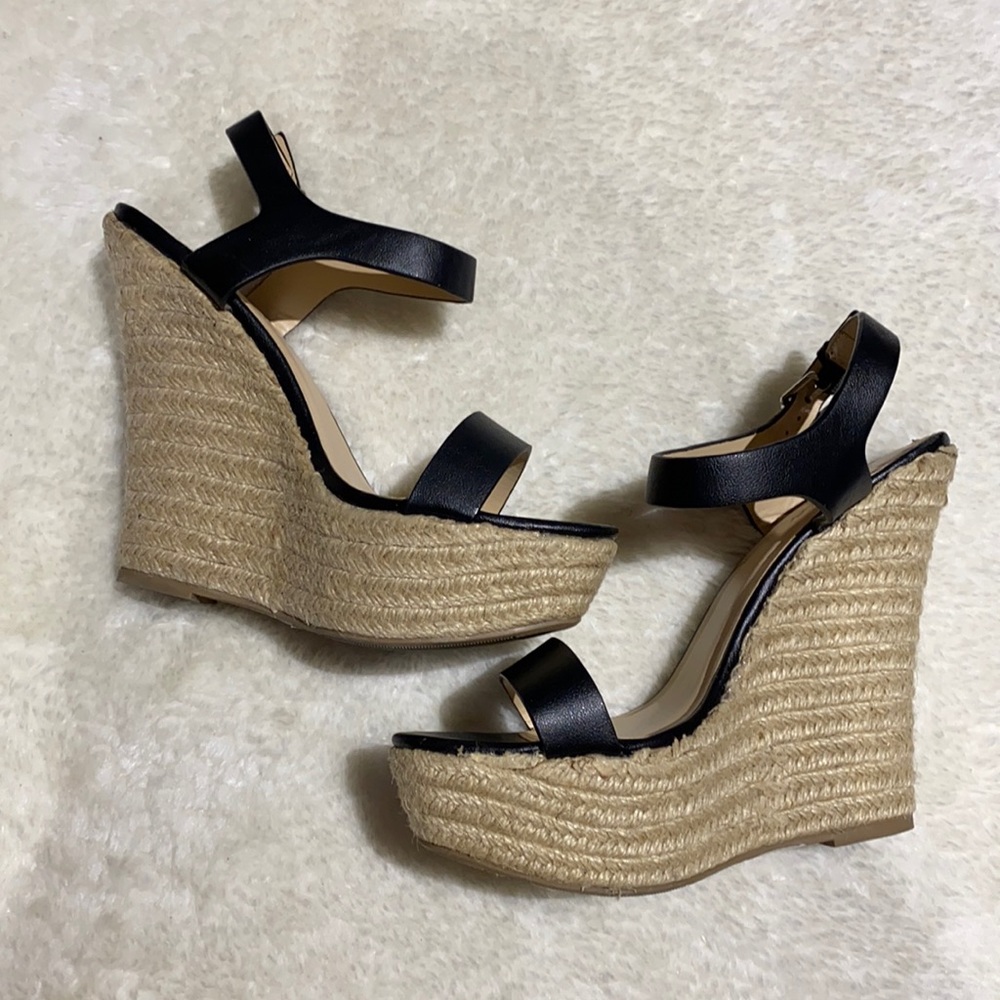 Black wedges sandals